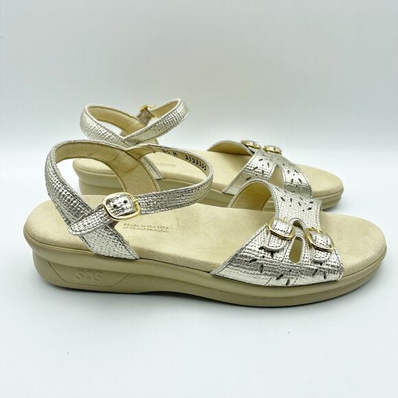 SAS Womens Duo Adjustable Comfort Sandal US 8.5 M EU 39 Gold Leather NWOB - Picture 3 of 12